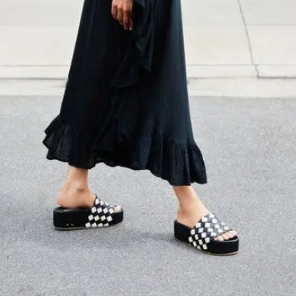 🖤🔹️ BEEK🔹️made In Mexico   Leather albertross Woven Platform  Sandals